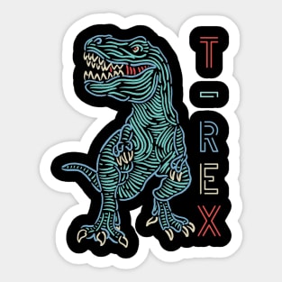 Colorfull Neon T-Rex Dinosaurs Sticker
